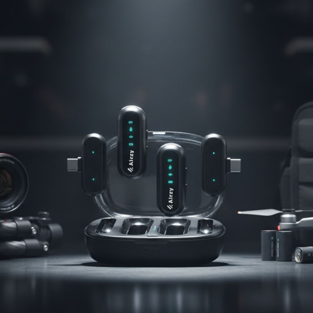 Airzy NeuralOne AI Wireless Collar Mic | AI ENC Noise Cancelling | 40m Range | 18Hr Battery | Dual Receivers